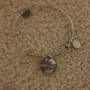 Alex And Ani Silver Bangle Bracelet with Inspirational Charm